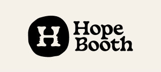 Hope Booth logo featuring a stylized H lettermark with mirrored face profiles in a black circle.