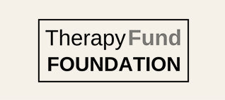 TherapyFund Foundation logo on light beige background with bold black border