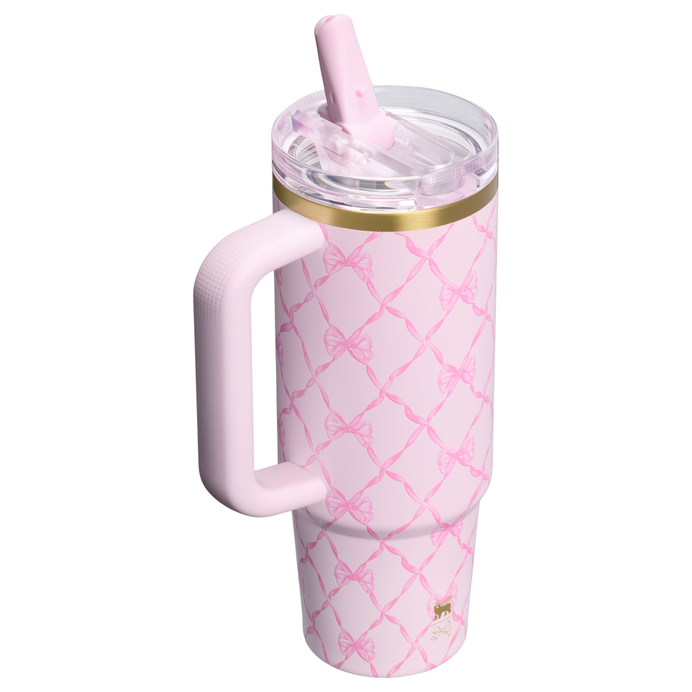 Stanley 1913 Stanley 1913 x LoveShackFancy Holiday Quencher® ProTour Flip Straw Tumbler 30 OZ in Baby Bow Pink Peppermint | View 2