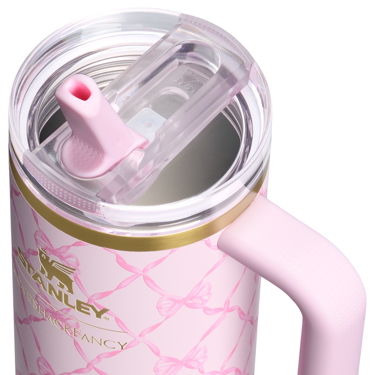 Stanley 1913 Stanley 1913 x LoveShackFancy Holiday Quencher® ProTour Flip Straw Tumbler 30 OZ in Baby Bow Pink Peppermint | View 3